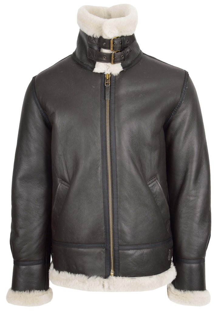 DR166 Men's Sheepskin Classic Leather Jacket White 4
