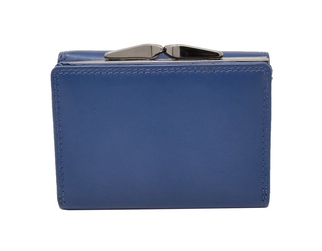 DR413 Women's Metal Frame Leather Purse Navy 4