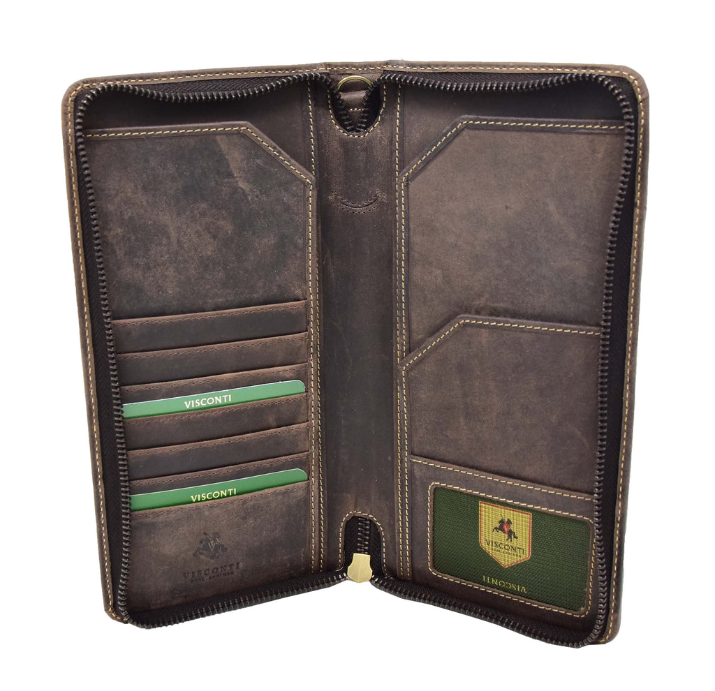 DR405 Vintage Leather Travel Documents Wallet Brown 5
