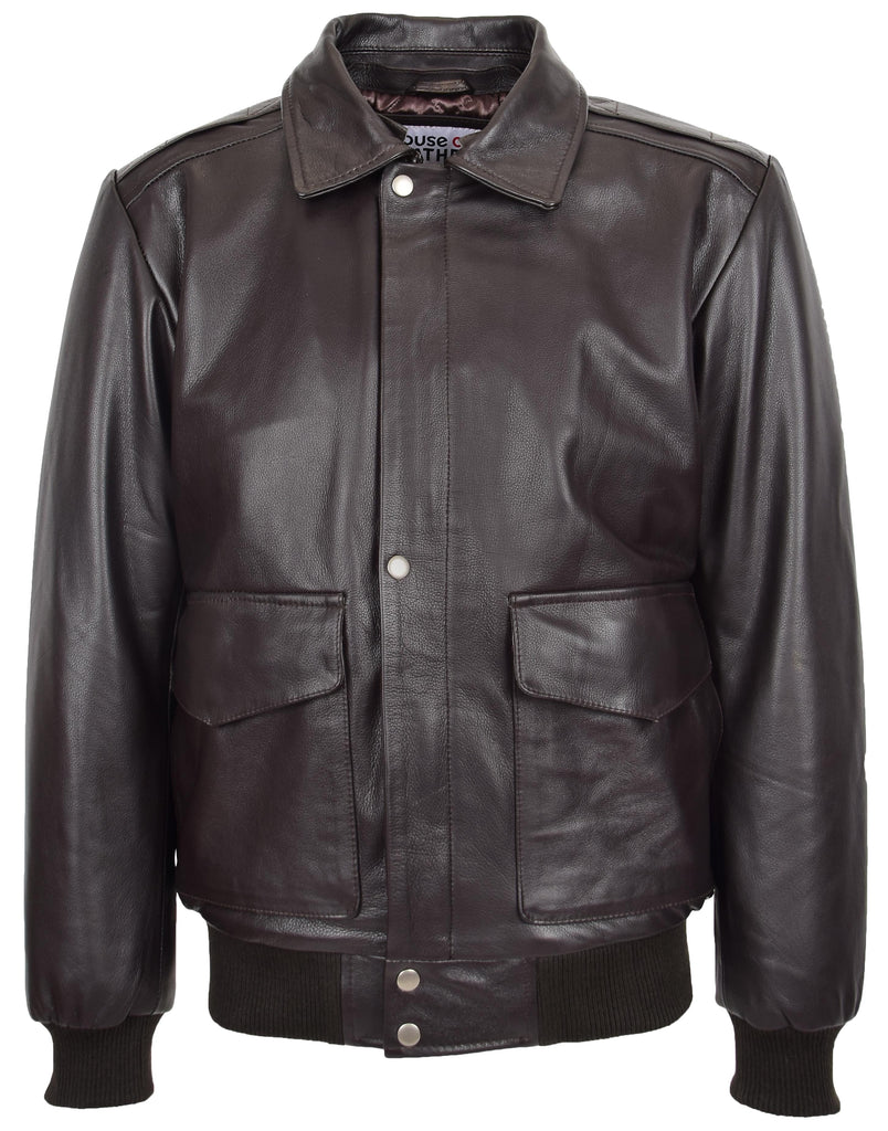 DR174 Men’s Genuine Cowhide Leather Flight Jacket Brown 2