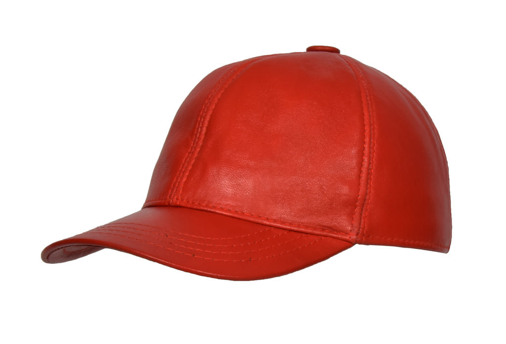 DR395 Classic Leather Baseball Cap Red 4