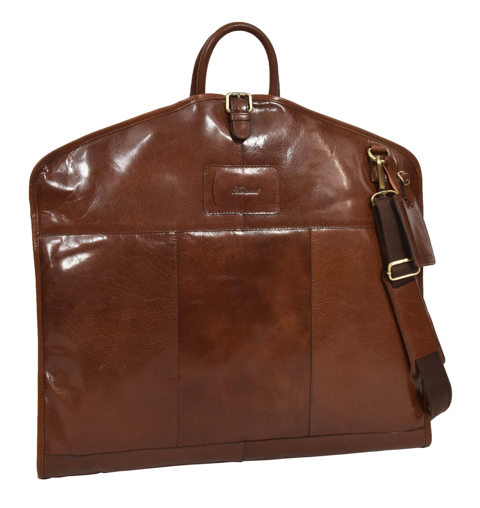 DR281 Buffalo Leather Suit Carrier Garment Bag Chestnut 3