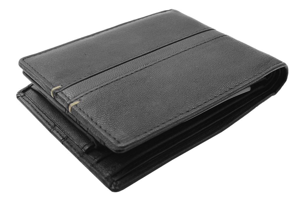 DR441 Men's Real Leather Bifold Wallet Black 5