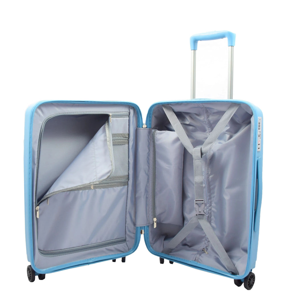 DR525 Expandable Hard Shell PP Luggage Travel Suitcase Bags with 4 Wheels Blue 4