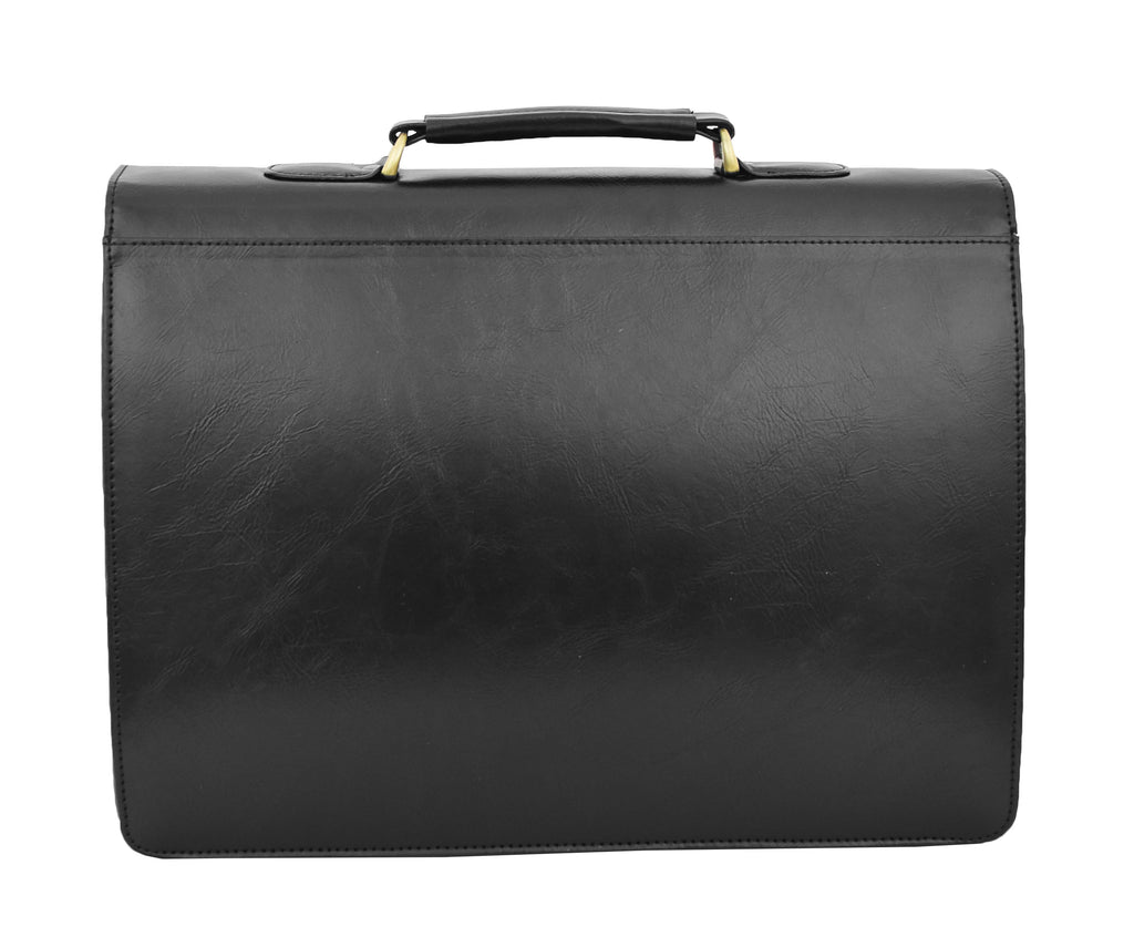 DR475 Men's Faux Leather Flap Over Briefcase Black 4