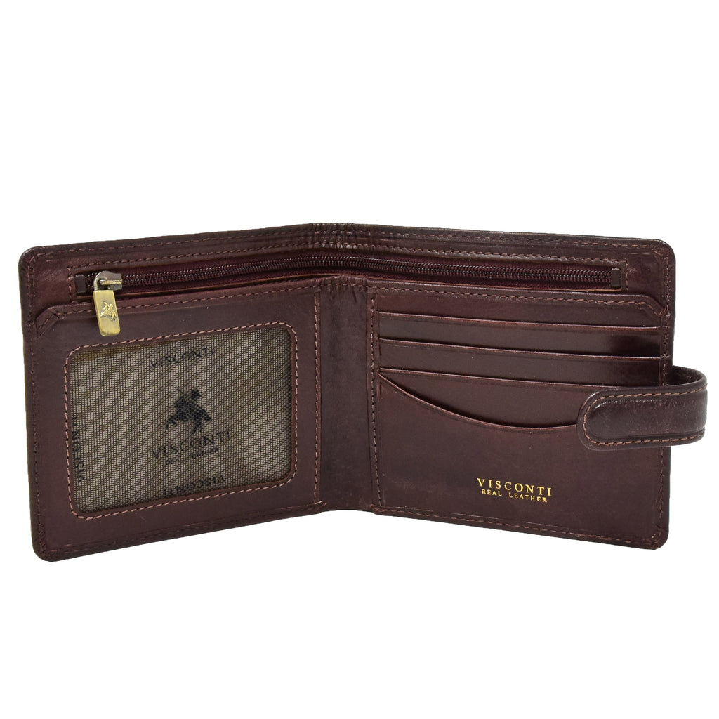 DR438 Men's RFID Slim Fold Leather Wallet Brown 1