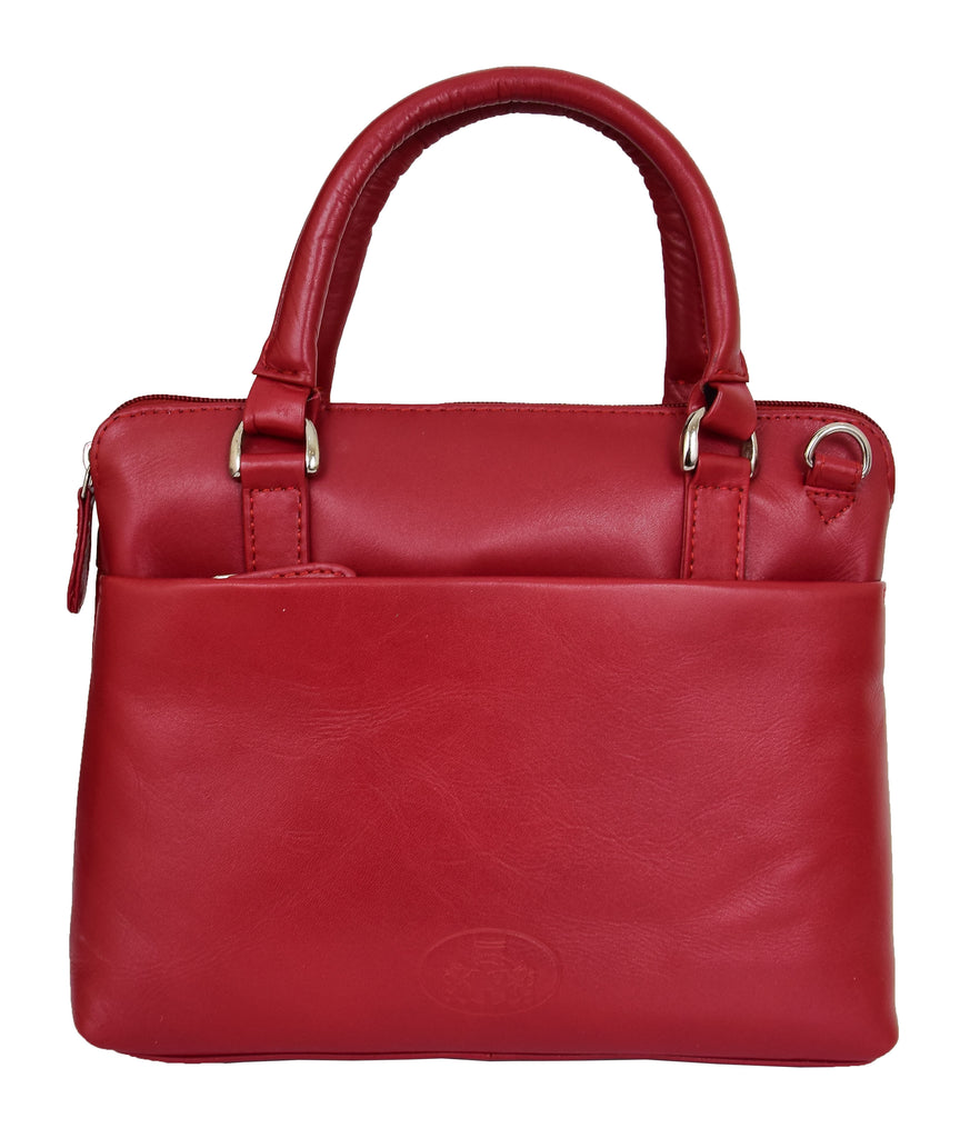 DR458 Women's Leather Small Tote Cross Body Bag Red 4