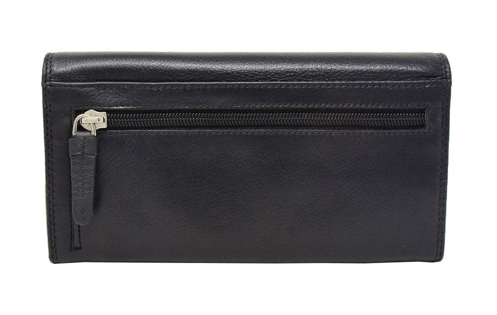 DR428 Women's Envelope Style Leather Purse Black 4