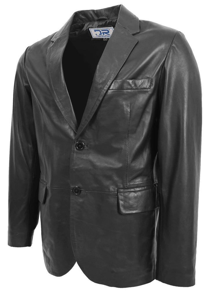 DR170 Men's Blazer Leather Jacket Black 2