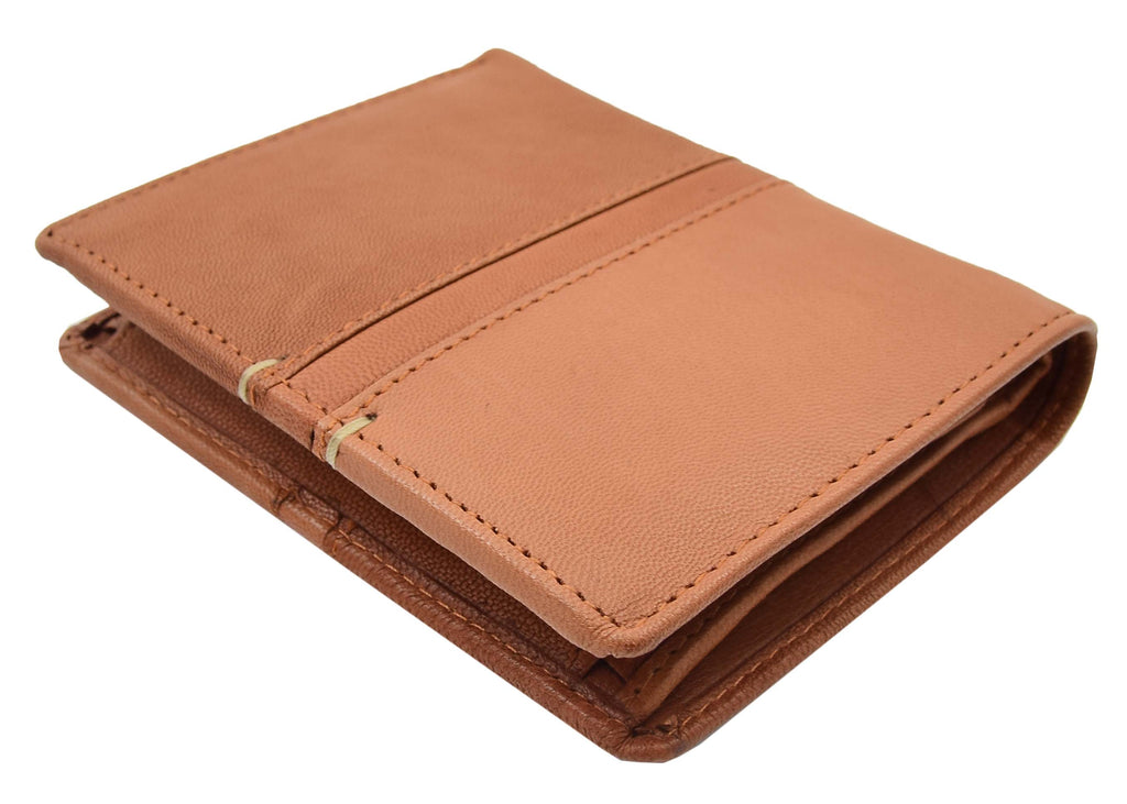 DR440 Men's Real Leather Small Bifold Wallet Cognac 5