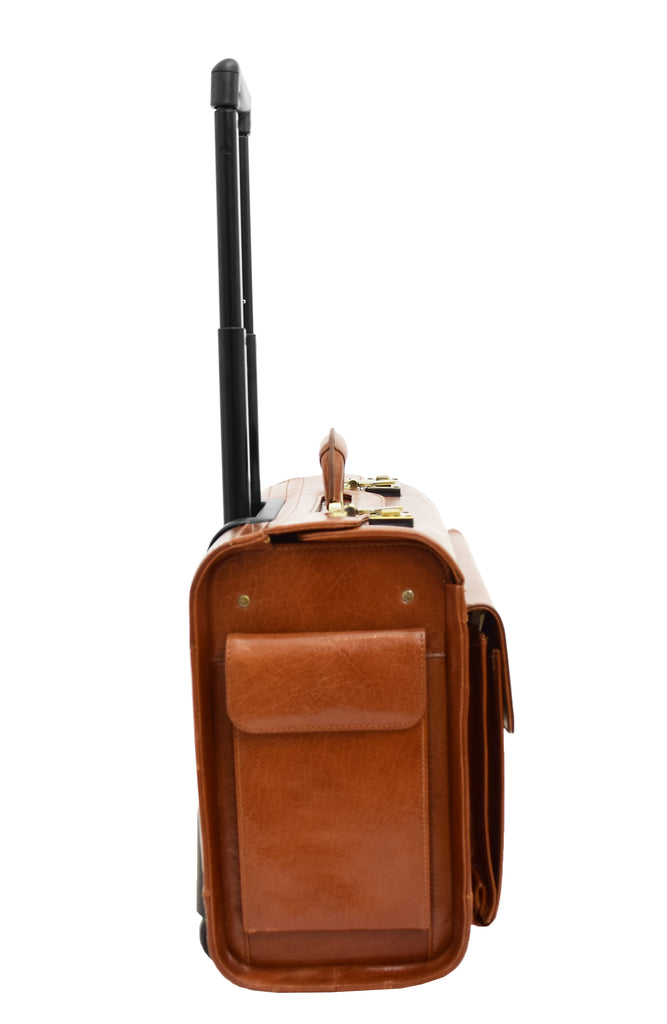 DR478 Exclusive Leather Pilot Case Laptop Bag Cognac 4