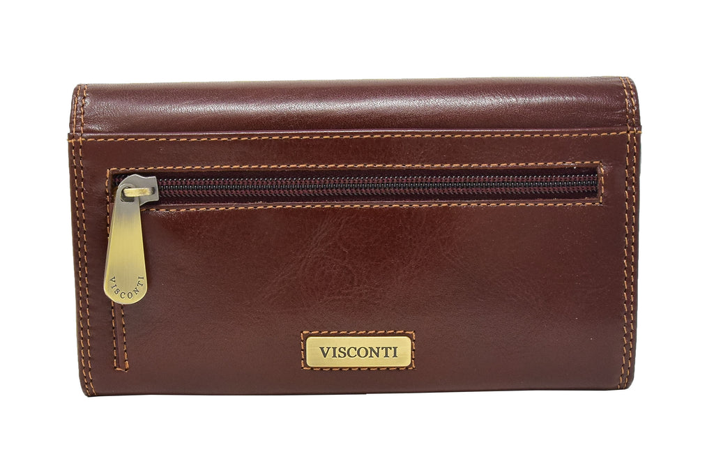 DR432 Women's Envelope Style Leather Purse Brown 4