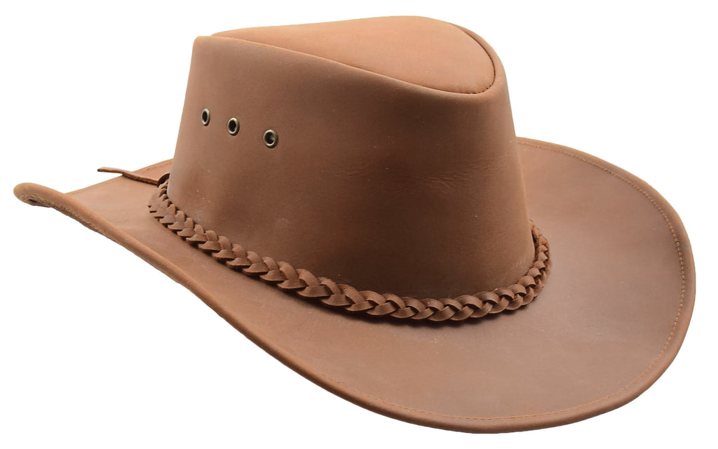 DR507 Real Leather Australian Cowboy Bush Hat Tan 4