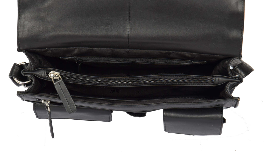 DR363 Women's Leather Cross Body Bag Black 6