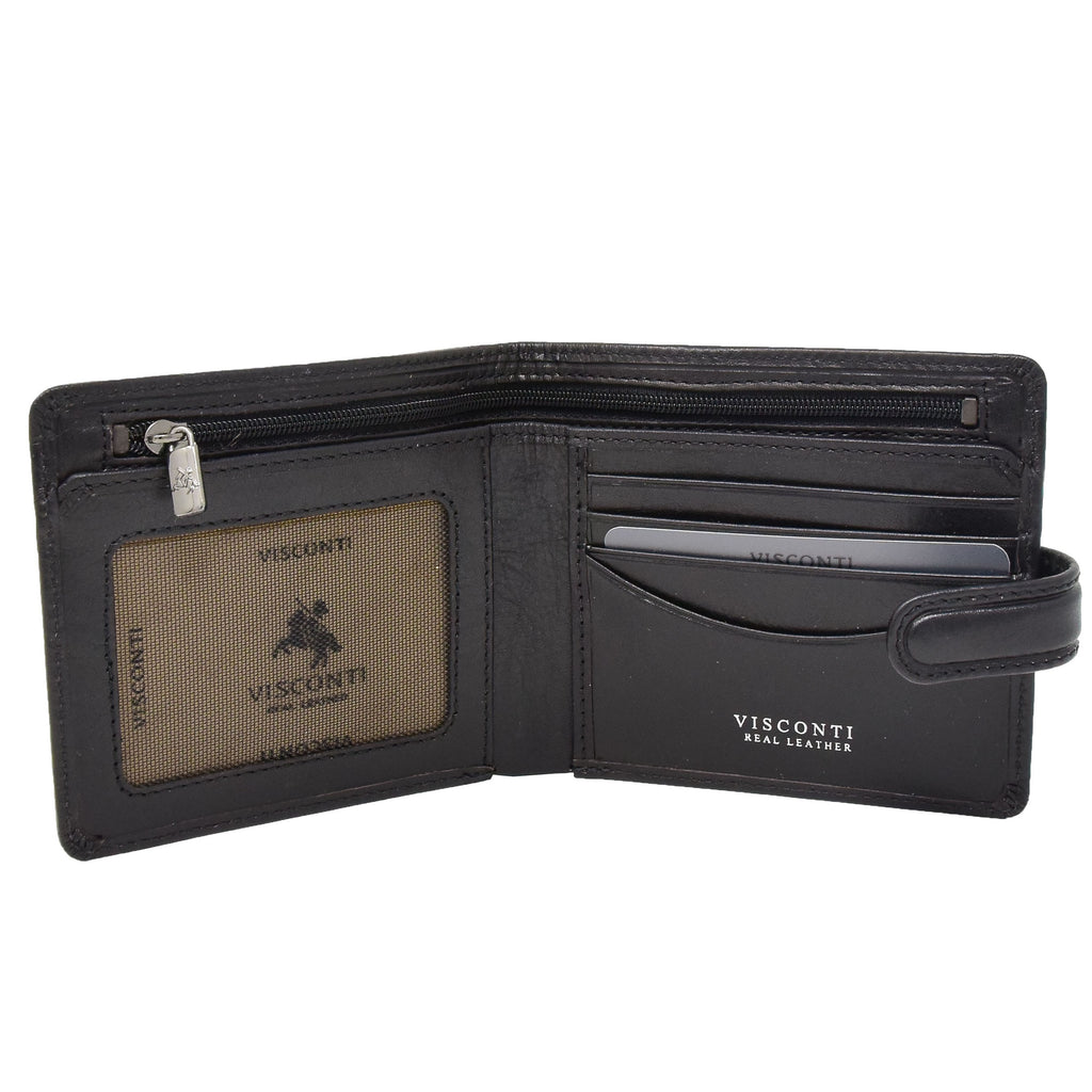 DR438 Men's RFID Slim Fold Leather Wallet Black 1
