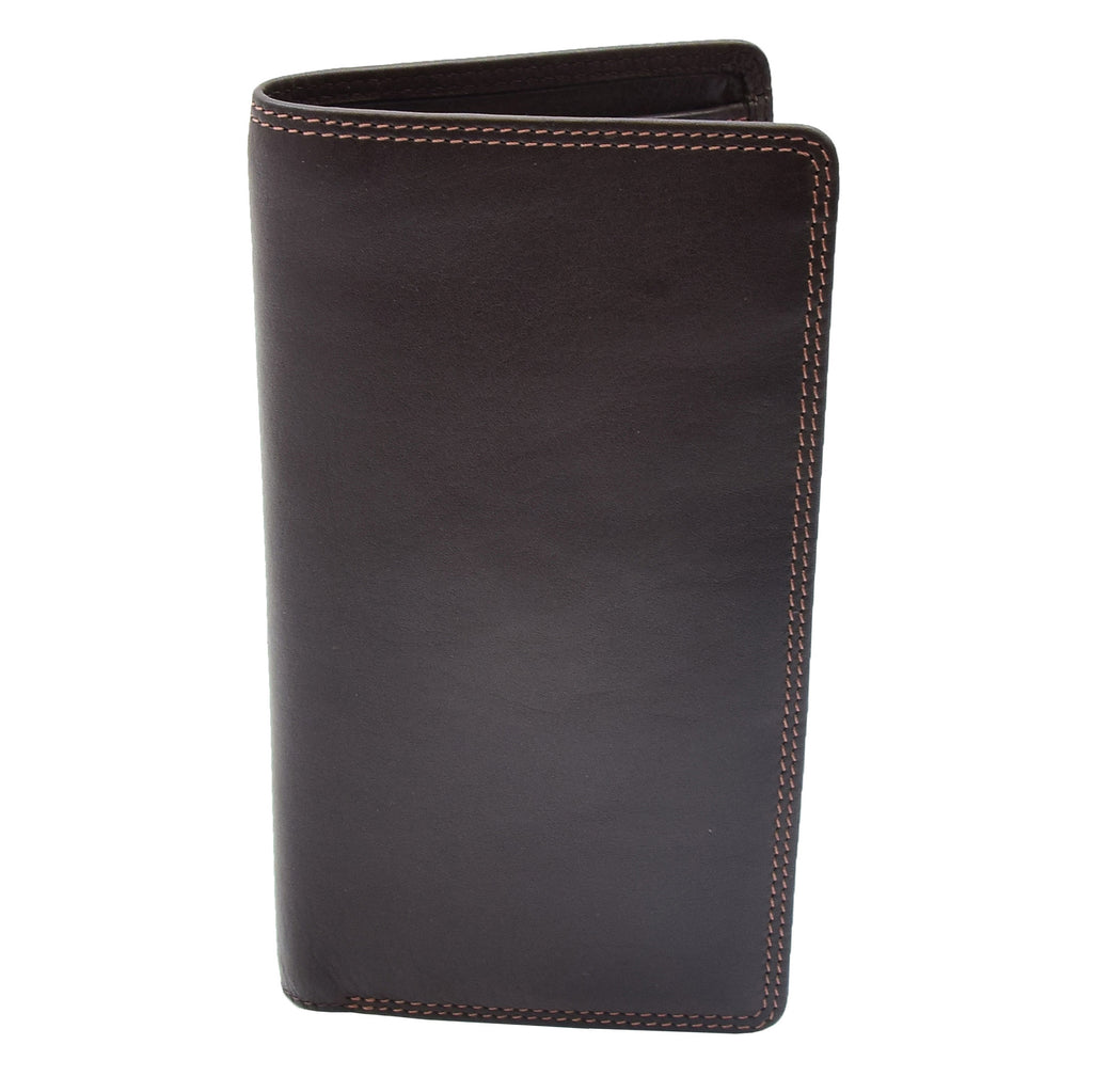 DR452 Real Leather Vertical Bifold Breast Wallet Brown 1
