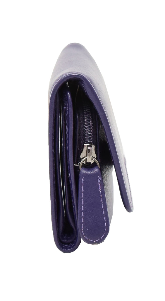 DR412 Women's Small Trifold Leather Purse Purple 4