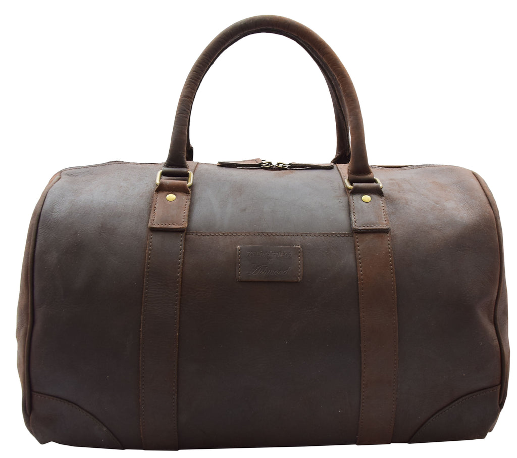 DR307 Genuine Leather Holdall Weekend Multi Use Duffle Bag Brown 4
