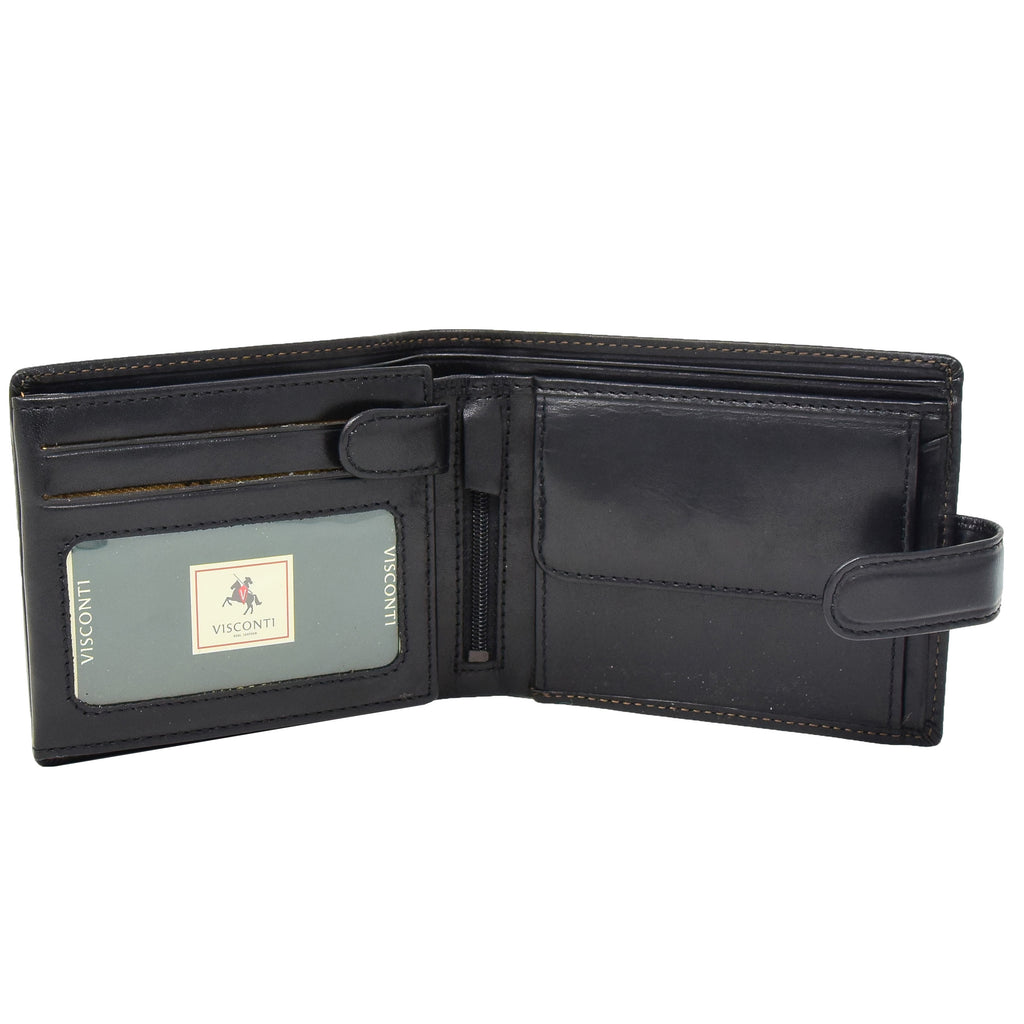 DR431 Men's Buckle Closure Leather Wallet Black 2