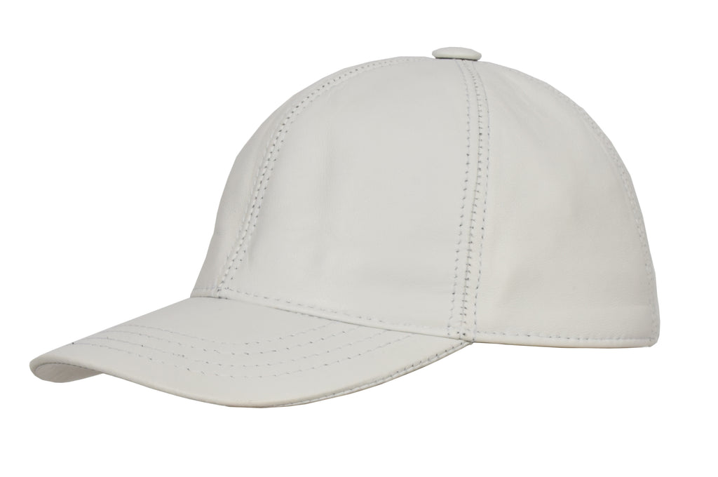 DR395 Classic Leather Baseball Cap White 4