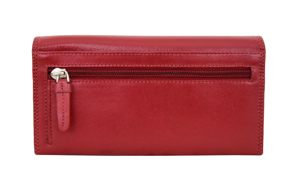 DR428 Women's Envelope Style Leather Purse Red 4