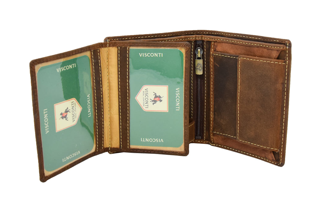 DR403 Men's Bifold Vintage Leather Wallet Tan 5