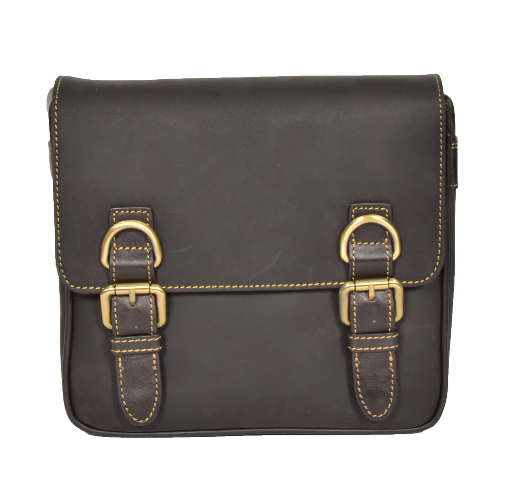 DR393 Satchel Style Leather Flight Bag Brown 4