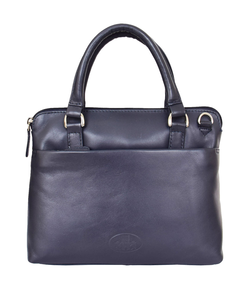 DR458 Women's Leather Small Tote Cross Body Bag Navy 4