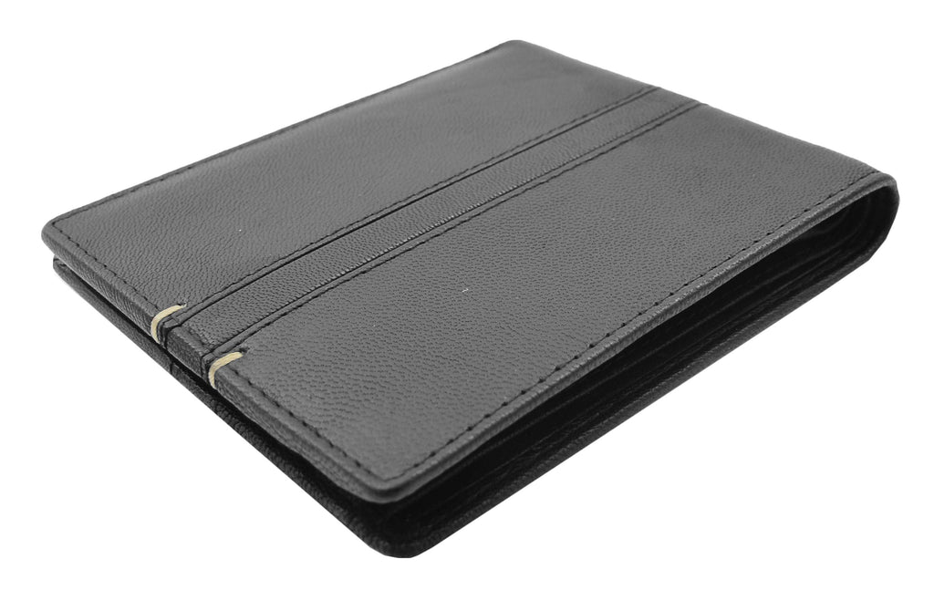 DR442 Men's Leather Wallet Slim Bifold Rfid Safe Credit Card Black 5