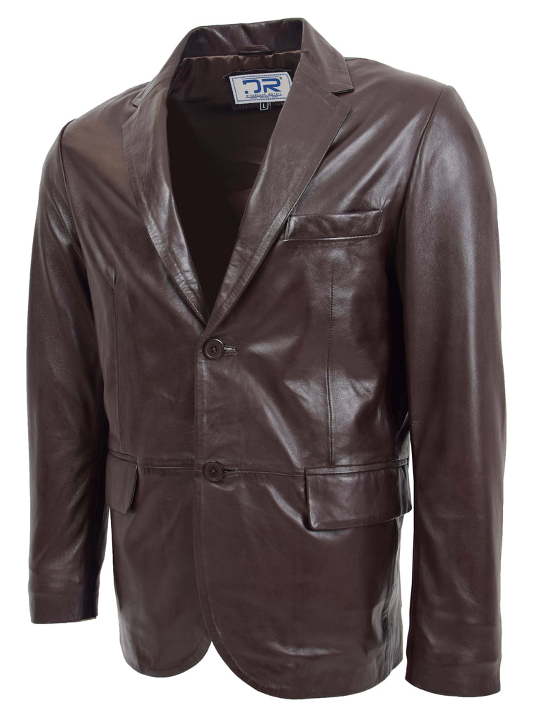 DR170 Men's Blazer Leather Jacket Brown 4