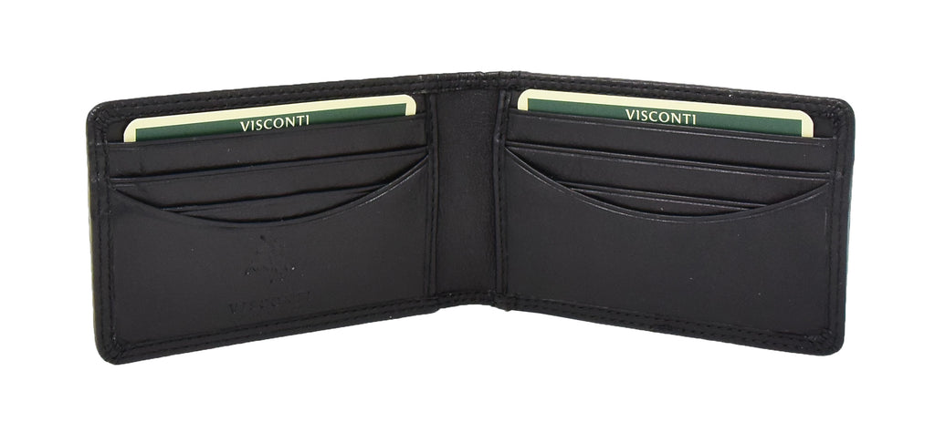 DR425 Slim Fold Leather Card Wallet Black 4