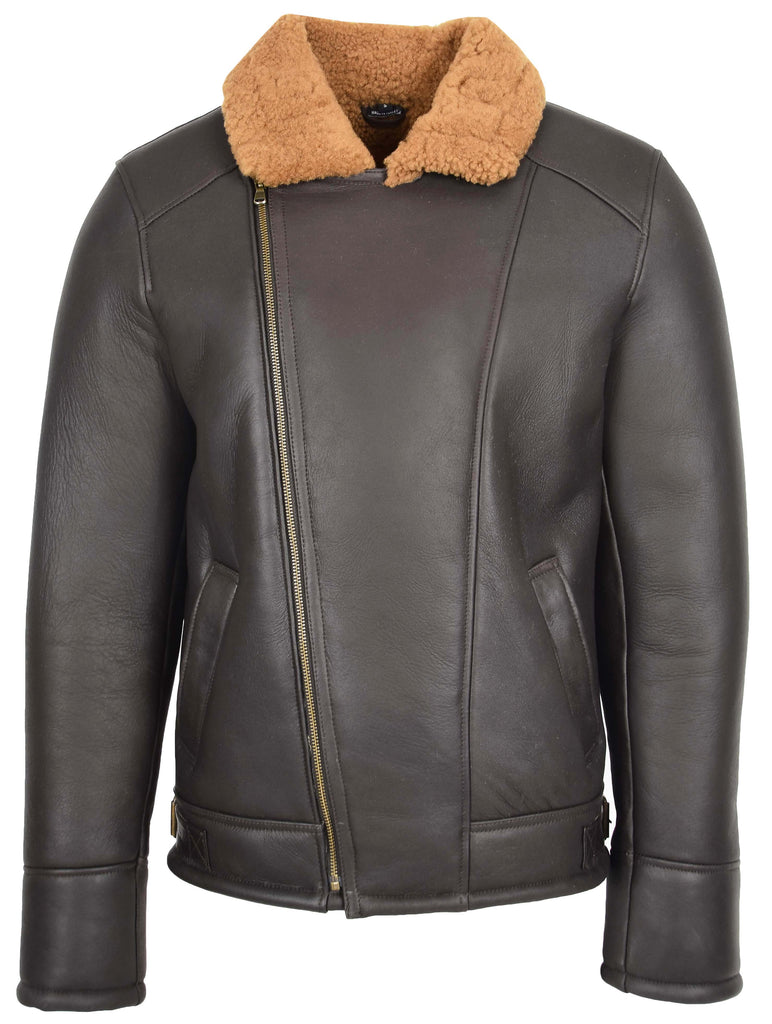 DR167 Men's Classic Sheepskin Leather Jacket Brown 4