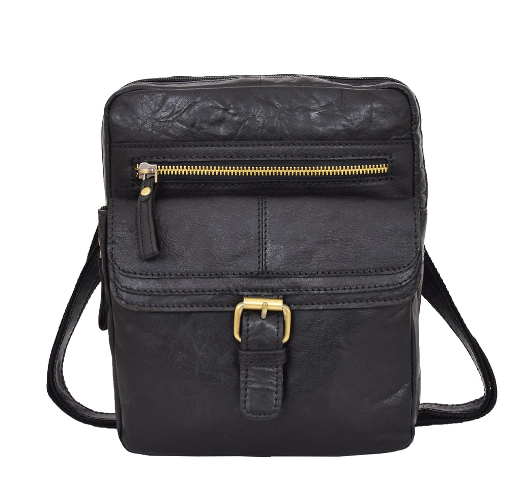 DR287 Real Leather Retro Cross Body Bag Classic Black 4