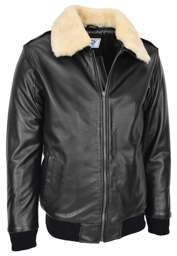 DR140 Men's Classic Leather Pilot Jacket Black 4