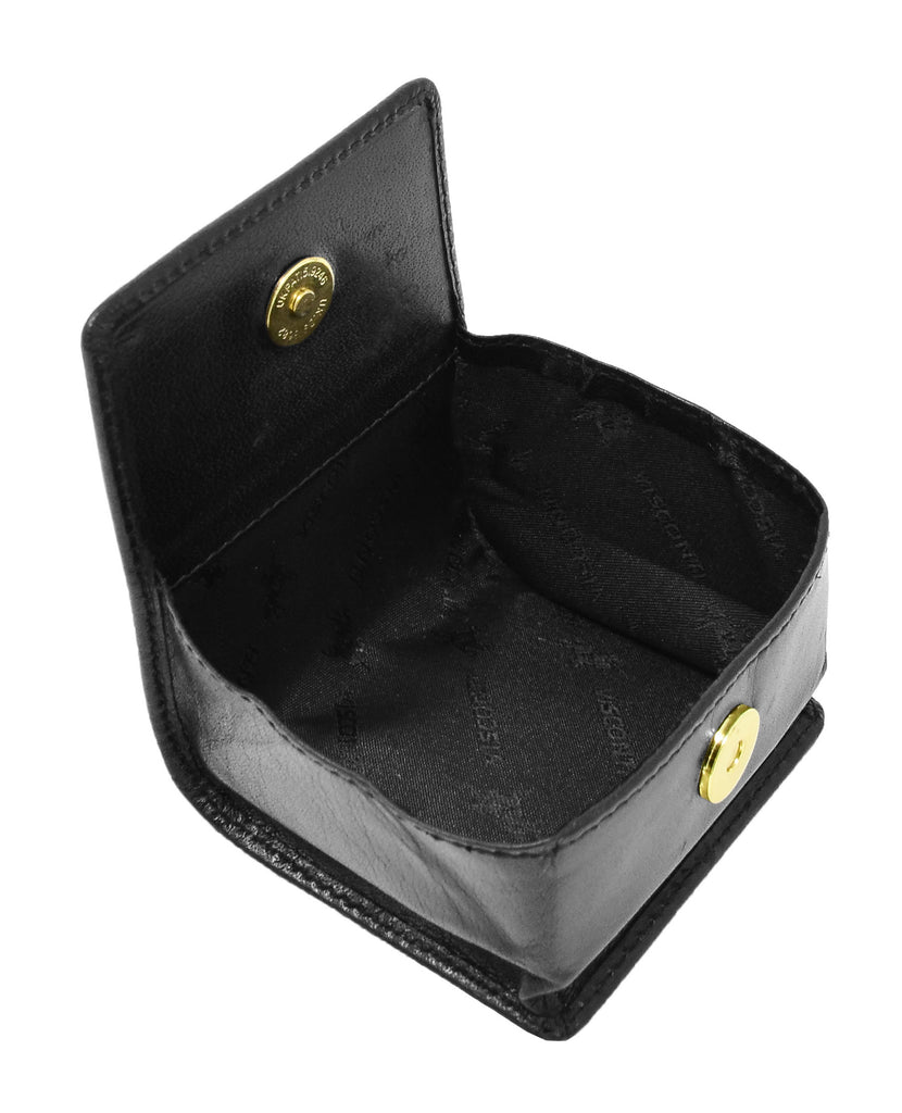 DR400 Real Leather Coin Tray Wallet Black 4