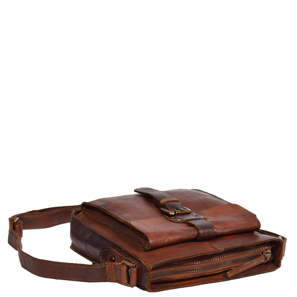 DR275 Mens Real Leather Vintage Body Bag Classic Rust 6