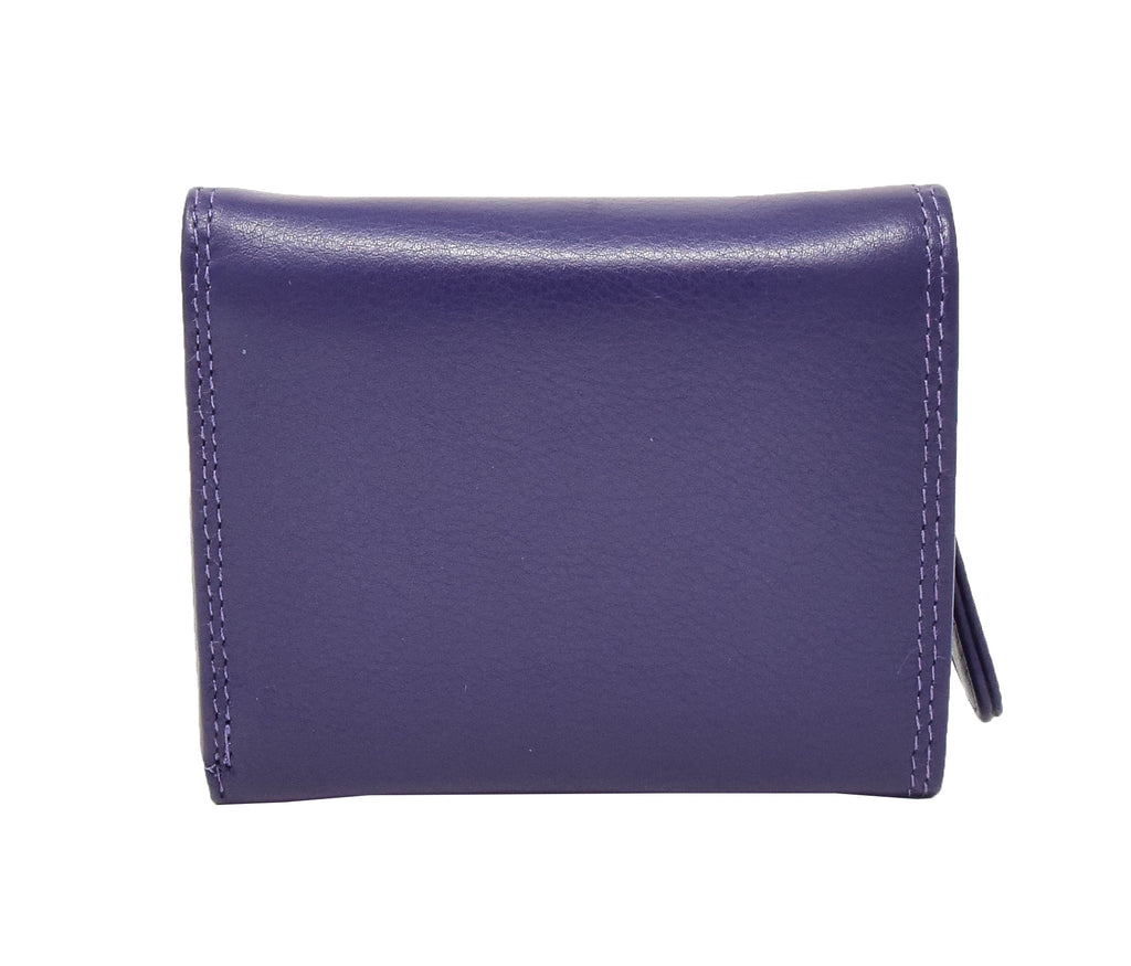 DR412 Women's Small Trifold Leather Purse Purple 5