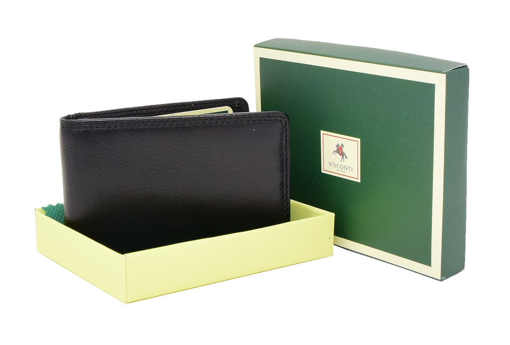 DR425 Slim Fold Leather Card Wallet Black 5