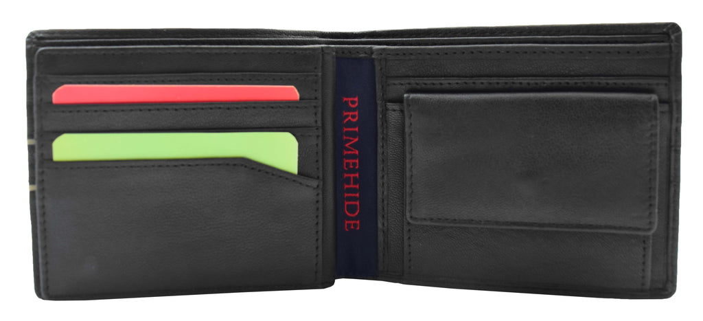 DR441 Men's Real Leather Bifold Wallet Black 6