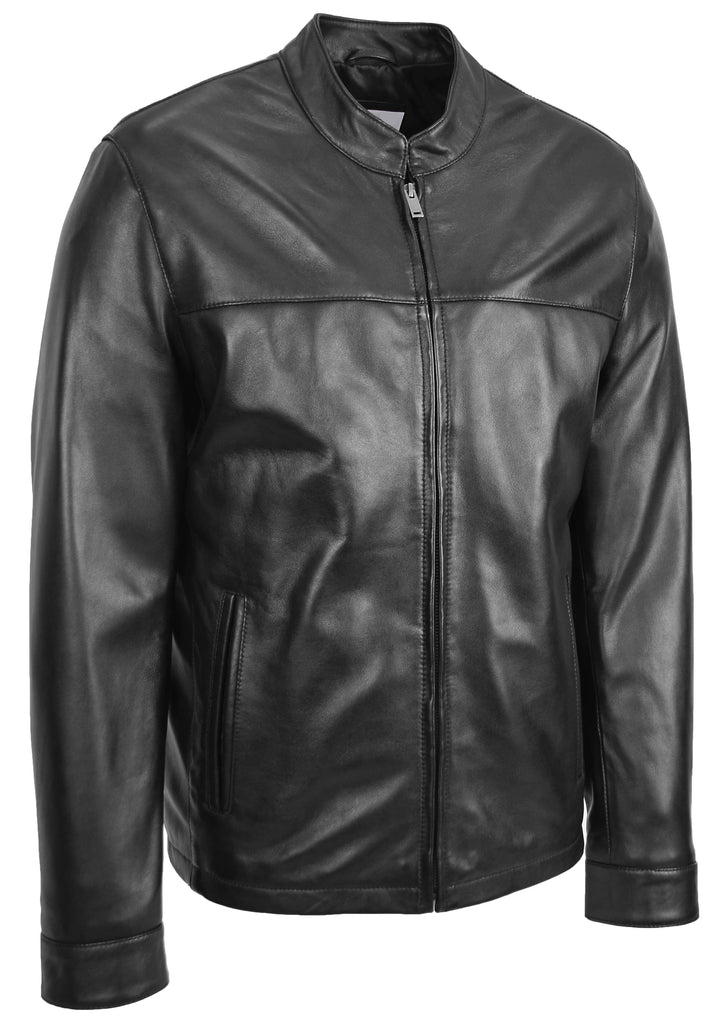 DR142 Men's Nappa Leather Biker Jacket Black 4