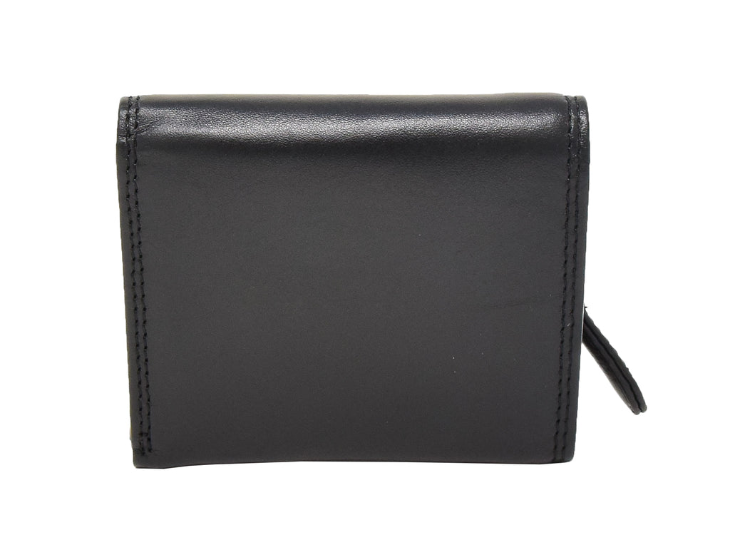 DR412 Women's Small Trifold Leather Purse Black 5