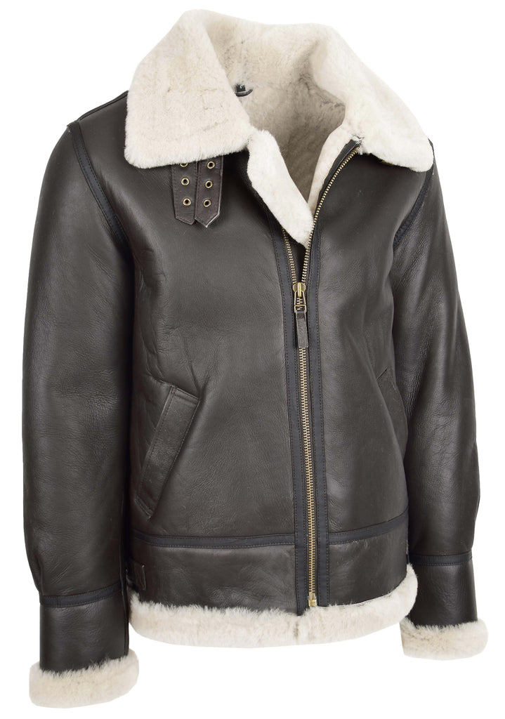 DR166 Men's Sheepskin Classic Leather Jacket White 5