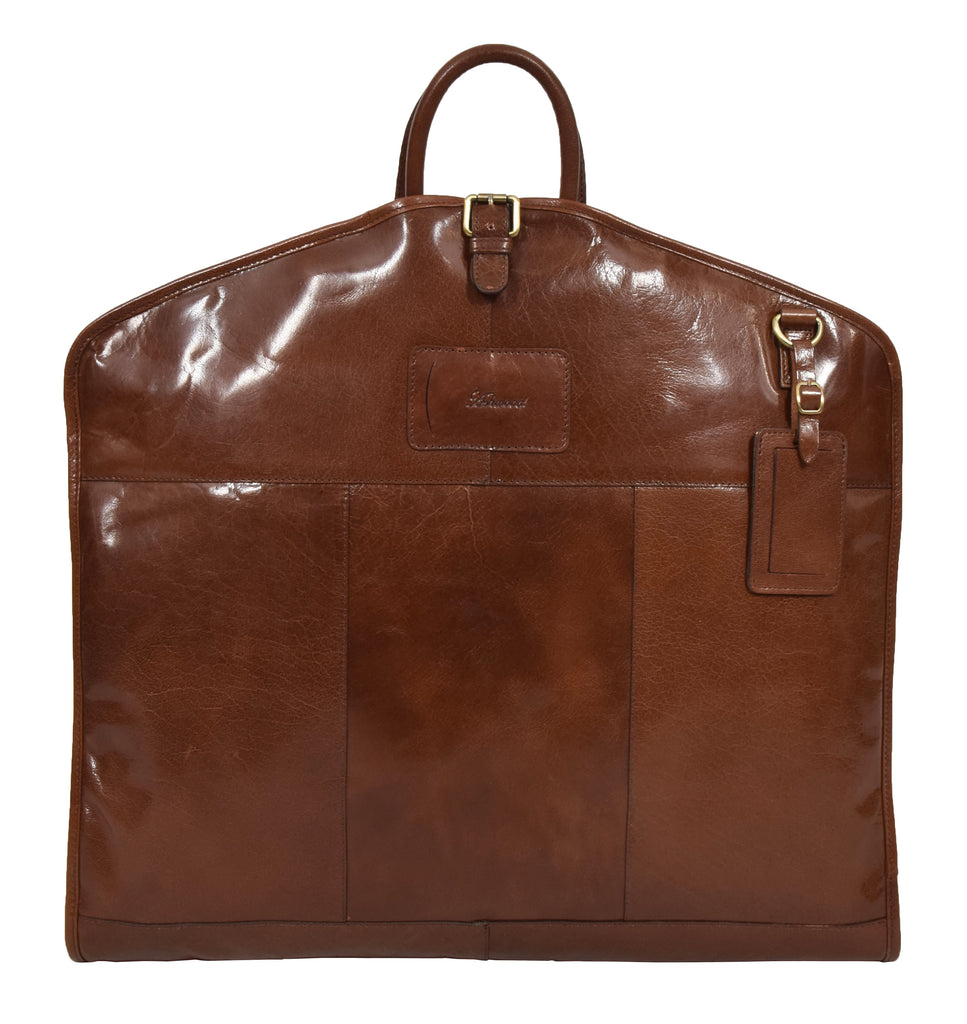 DR281 Buffalo Leather Suit Carrier Garment Bag Chestnut 4