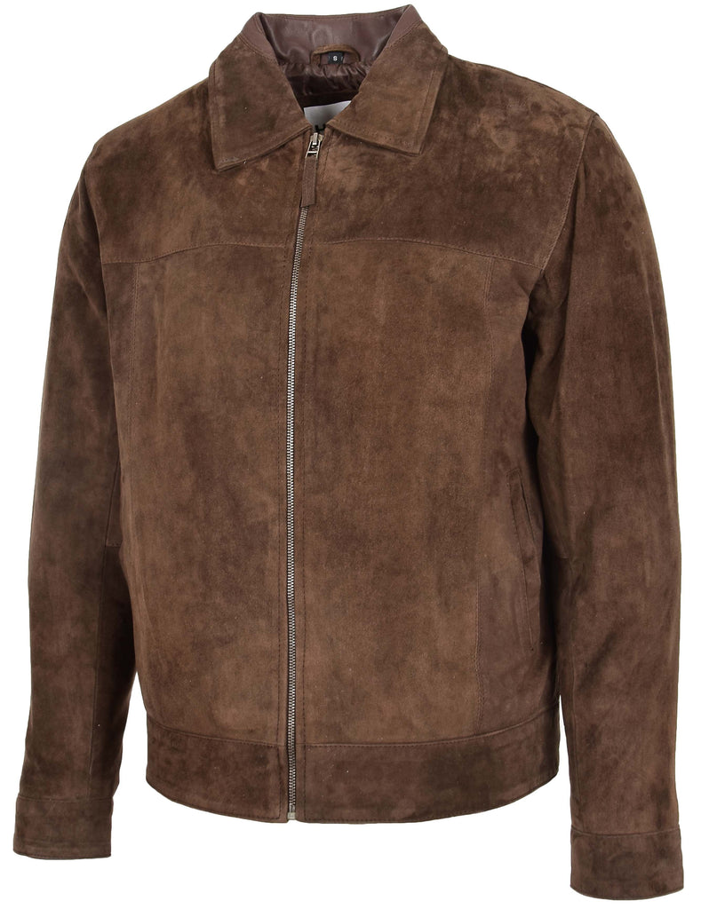 DR133 Men's Suede Leather Biker Style Jacket Brown 5