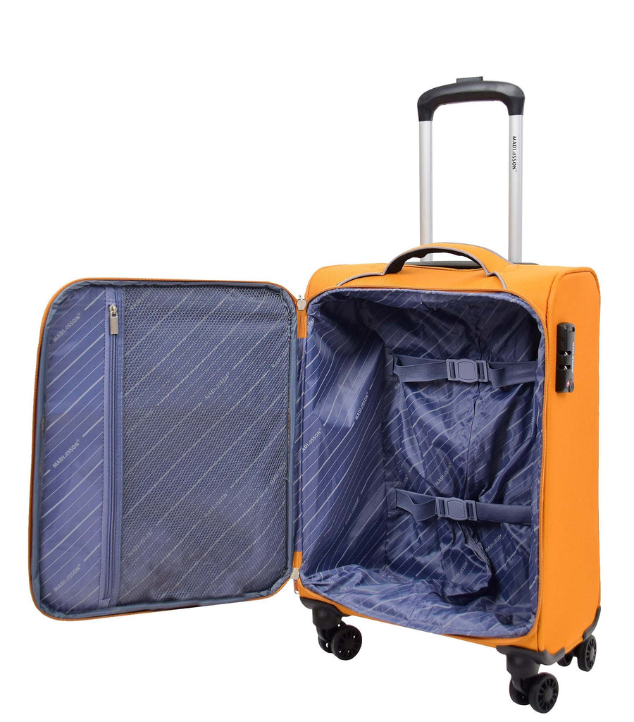 DR521 Lightweight 4 Wheel Soft Hand Luggage Cabin Size Suitcase Yellow 5