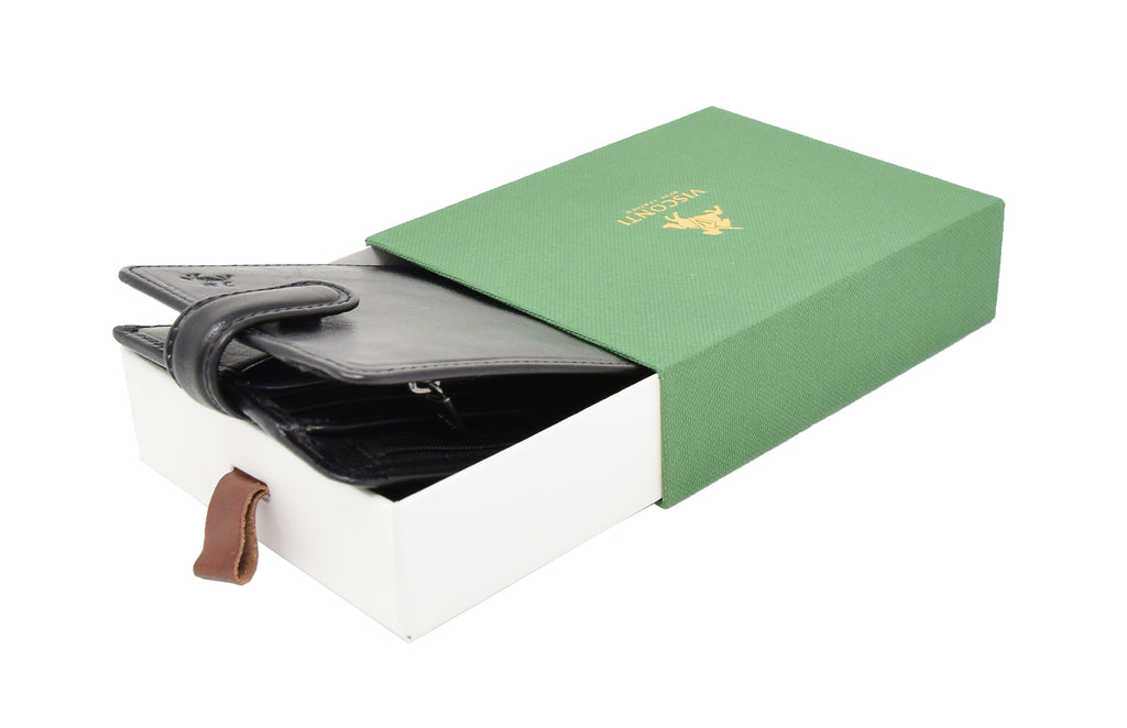 DR438 Men's RFID Slim Fold Leather Wallet Black 5