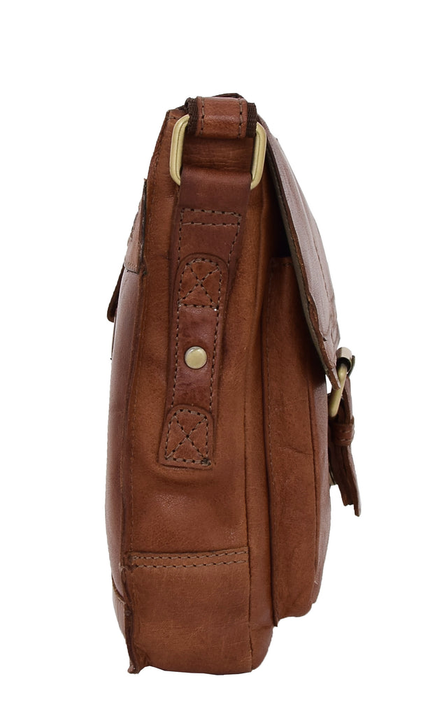 DR286 Real Leather Vintage Cross Body Bag Classic Tan 5