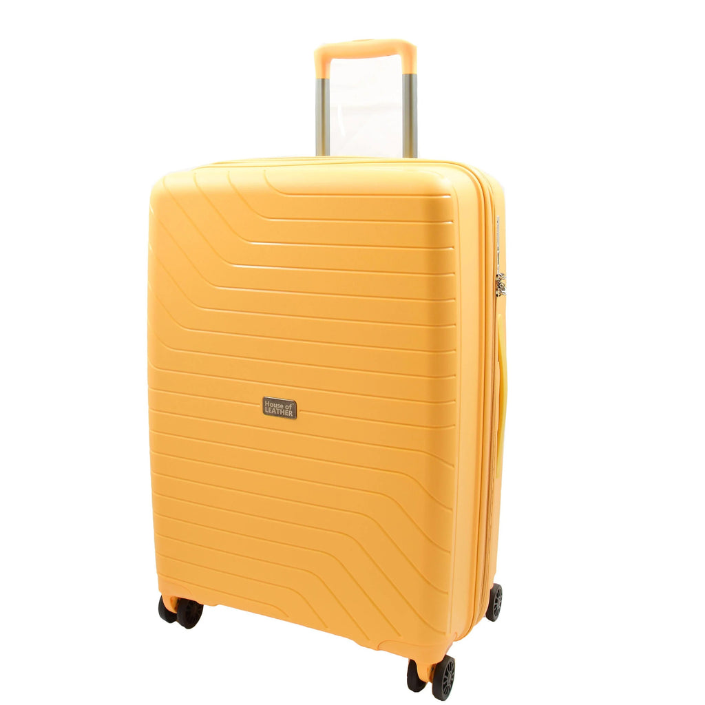 DR525 Expandable Hard Shell PP Luggage Travel Suitcase Bags with 4 Wheels Yellow 5