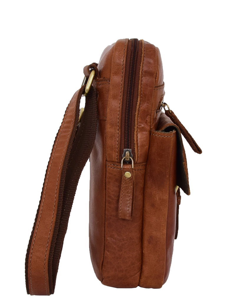 DR287 Real Leather Retro Cross Body Bag Classic Tan 5