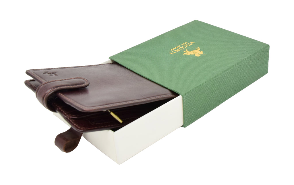 DR438 Men's RFID Slim Fold Leather Wallet Brown 5
